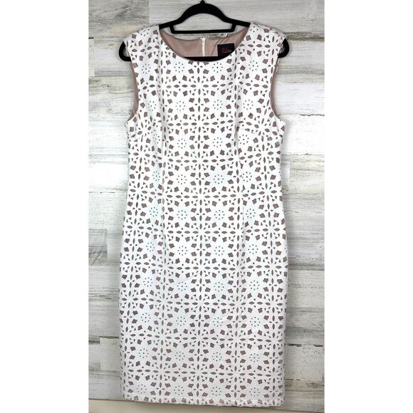 JM Studio by John Meyer Womens 12 White Floral Sleeveless Lined Mini Dress - Picture 1 of 6